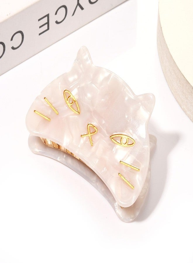 BVGA Hair Claw Clip 2.6 Inch Tortoiseshell Grip Hair Jaw Clip Strong Hold Cute Cat Shape Hair Claw Clamp for Women Girls (White) - Image 2