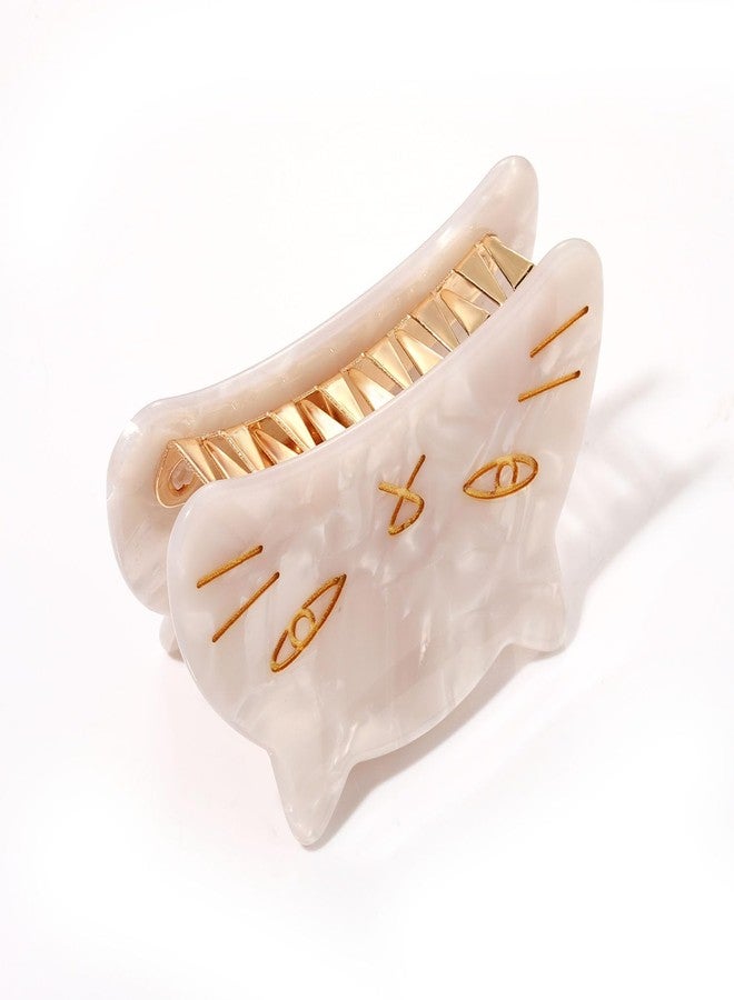 BVGA Hair Claw Clip 2.6 Inch Tortoiseshell Grip Hair Jaw Clip Strong Hold Cute Cat Shape Hair Claw Clamp for Women Girls (White) - Image 3