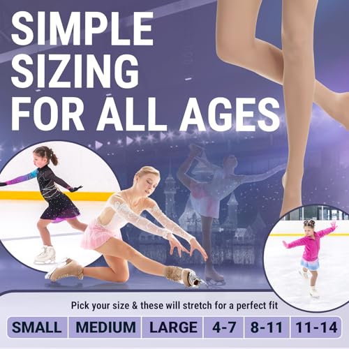 Kami-So Footed Ice Skating Tights | Figure Skating Tights For Women | Plush Fabric Soft Stretch Fit | Practice Competition Wear | Women Apparel | Long Wear | Soft | Light Tan | Adult Large/X-Large - Image 4