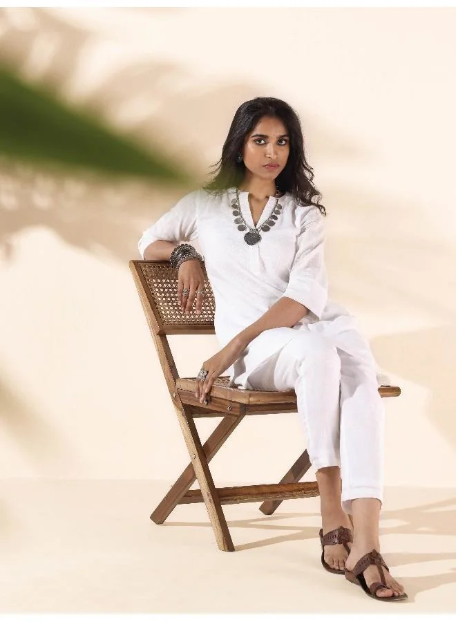ترو برونز trueBrowns White Cotton Relaxed Co-ord Set