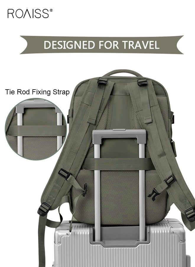 رويس حقيبة ظهر للسفر للرجال والنساء، حقيبة يد محمولة مزودة بمنفذ شحن USB وجيب للأحذية، حقيبة ظهر للكمبيوتر المحمول حتى 15.6 بوصة، معتمدة للسفر الجوي، حقيبة مدرسية جامعية، حقيبة للأمهات، حقيبة ظهر يومية للاستخدام اليومي، مناسبة لعطلات نهاية الأسبوع، العمل، والمشي لمسافات طويلة، لون أخضر غابي - Image 5