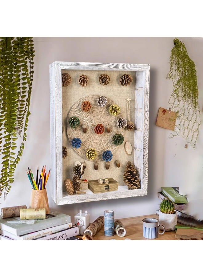 Houstimi White Shadow Box Frame 16x20 Shadow Box with Shelves 2.6" Interior Depth Memorial Shadow Box Display Case with Linen Back for Handicrafts,Picture Frames,Medals,Coins,Pins Collection and More - Image 5