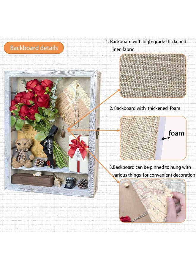 Houstimi White Shadow Box Frame 16x20 Shadow Box with Shelves 2.6" Interior Depth Memorial Shadow Box Display Case with Linen Back for Handicrafts,Picture Frames,Medals,Coins,Pins Collection and More - Image 3