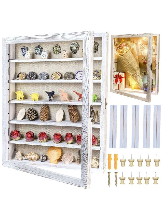 Houstimi White Shadow Box Frame 16x20 Shadow Box with Shelves 2.6" Interior Depth Memorial Shadow Box Display Case with Linen Back for Handicrafts,Picture Frames,Medals,Coins,Pins Collection and More - Image 1