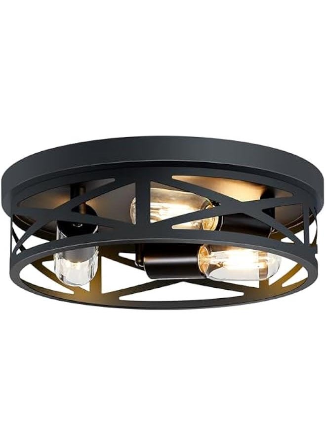 Arabest 3-Light Black Flush Mount Ceiling Fixture for Hallway and Kitchen - Farmhouse Style (13.1-inch)  - Image 1