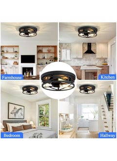Arabest 3-Light Black Flush Mount Ceiling Fixture for Hallway and Kitchen - Farmhouse Style (13.1-inch)  - Image 5