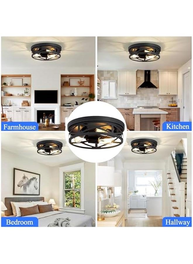 Arabest 3-Light Black Flush Mount Ceiling Fixture for Hallway and Kitchen - Farmhouse Style (13.1-inch)  - Image 5