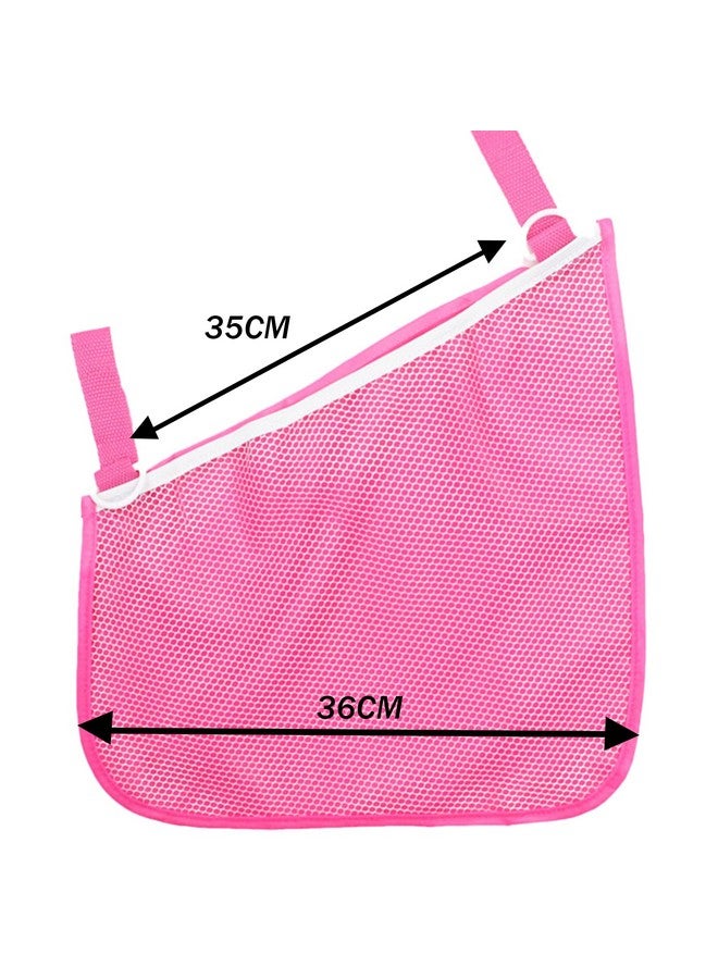 Dogxiong 2 Pack Universal Side Sling Stroller Mesh Cargo Net and Organizer, Extra Stroller Storage Space, Non-Slip and Adjustable Straps (Pink) - Image 2