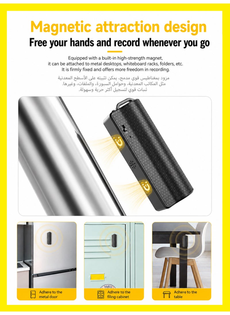 BASEMENT-1 64G Magnetic Voice Recorder with AI-Intelligent Triple Noise Reduction,25 Days Continuous Recording Device,Voice Activated Audio Recorder,Digital Voice Recorder for Meetings/Interviews/Classroom - Image 3