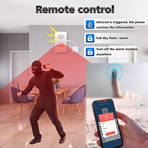 SENCKIT Smart Motion Sensor, WiFi Wireless Security Alarm, Home Security PIR Motion Detector with Free App Alerts, 110dB Sounder, 4 Alarm Modes, Compatible with Alexa, Siri - Image 2