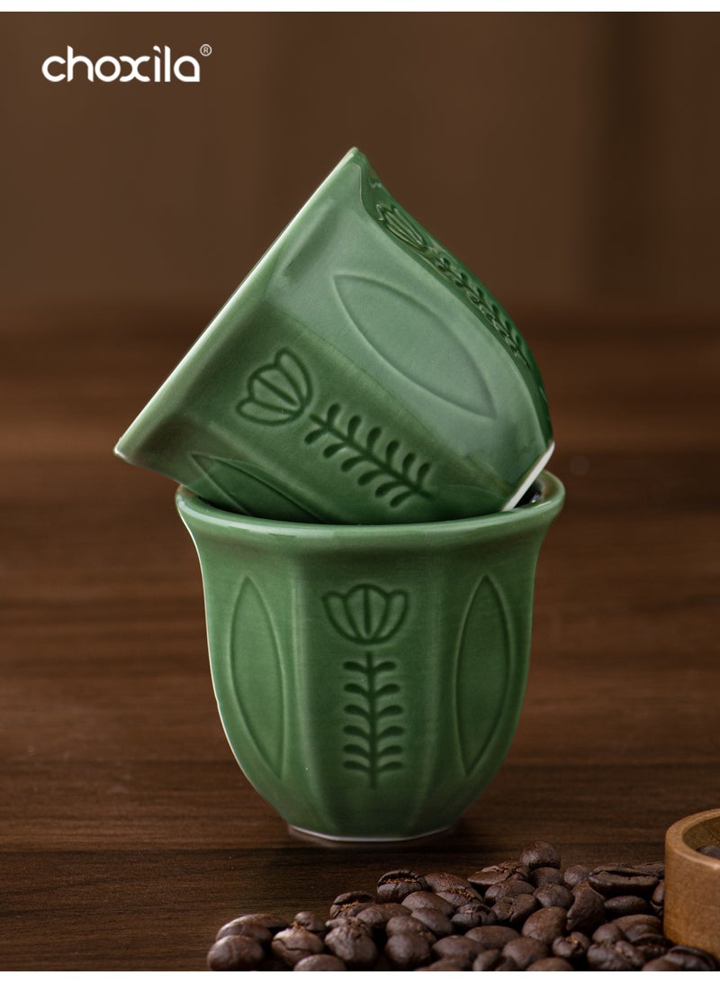 choxila 6pcs/set Saudi Coffee Cup, Tulip Flower Pattern, Espresso Mug, A Cup of Coffee, Tea Cup, 100ml, Gift for Lover/Family Member/Friend, For Use in Bedroom, Office, Home Gatherings, Camping, Cafe, Hotel - Image 5