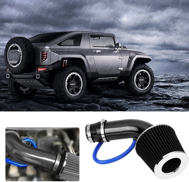 AUTO MT BLACK K N CAR AIR FILTER + Cold Air Intake Pipe 3Inch Universal Performance Car Cold Air Intake Turbo Filter Aluminum Air Filter Induction Flow Hose Pipe Kit Universal K N kit-(1 Set) - Image 4