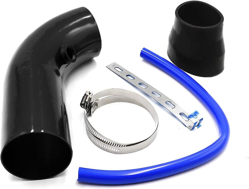 AUTO MT BLACK K N CAR AIR FILTER + Cold Air Intake Pipe 3Inch Universal Performance Car Cold Air Intake Turbo Filter Aluminum Air Filter Induction Flow Hose Pipe Kit Universal K N kit-(1 Set) - Image 5