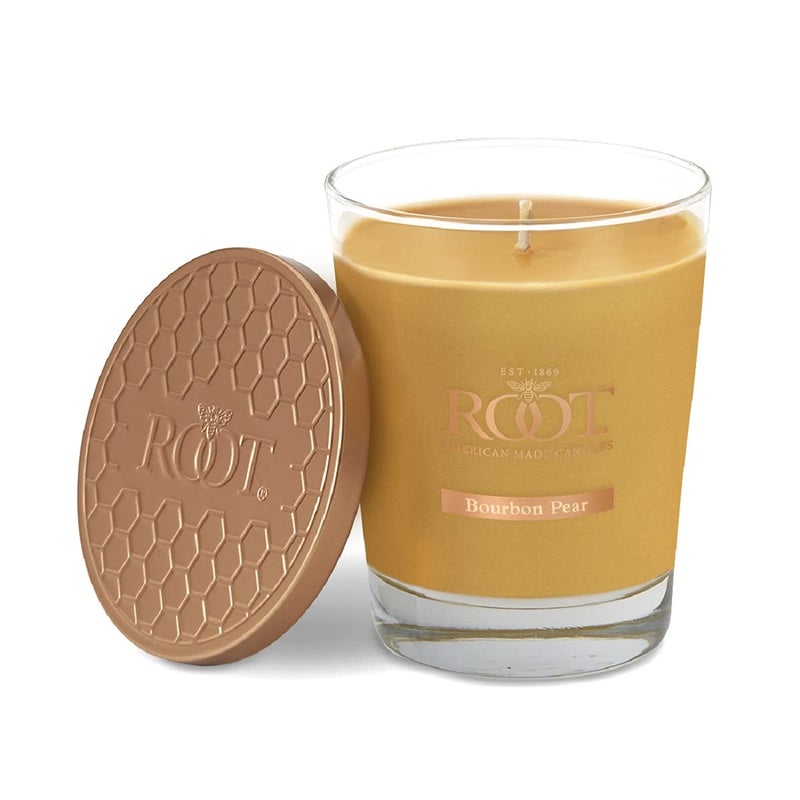 Root Candles Fall Scented Candles Honeycomb Veriglass Premium Handcrafted Beeswax Blend Candle Large Bourbon Pear