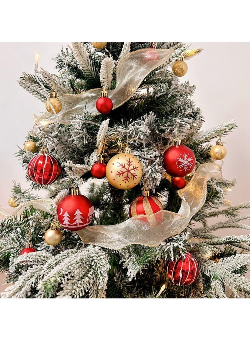 AUTOYSUR 44 قطعة من كرات زينة شجرة الكريسماس، زينة معلقة لزينة شجرة الكريسماس لحفلات المنزل والعطلات وحفلات الزفاف (أحمر/ذهبي) - Image 3