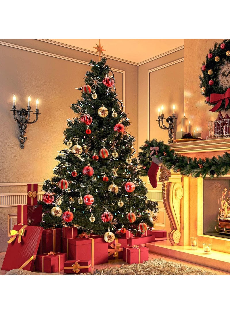 AUTOYSUR 44 قطعة من كرات زينة شجرة الكريسماس، زينة معلقة لزينة شجرة الكريسماس لحفلات المنزل والعطلات وحفلات الزفاف (أحمر/ذهبي) - Image 4