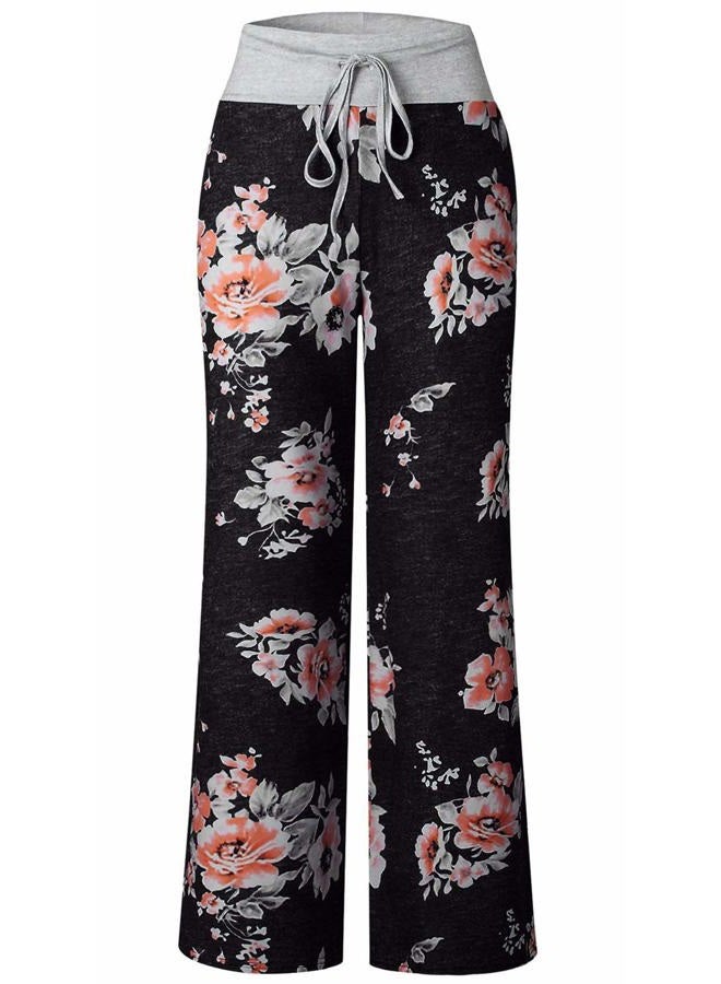 AMiERY Women's Comfy Pajamas Pants Casual Stretchy Pants Drawstring Wide Leg Palazzo Lounge Pants for All Seasons, Black, M - Image 5