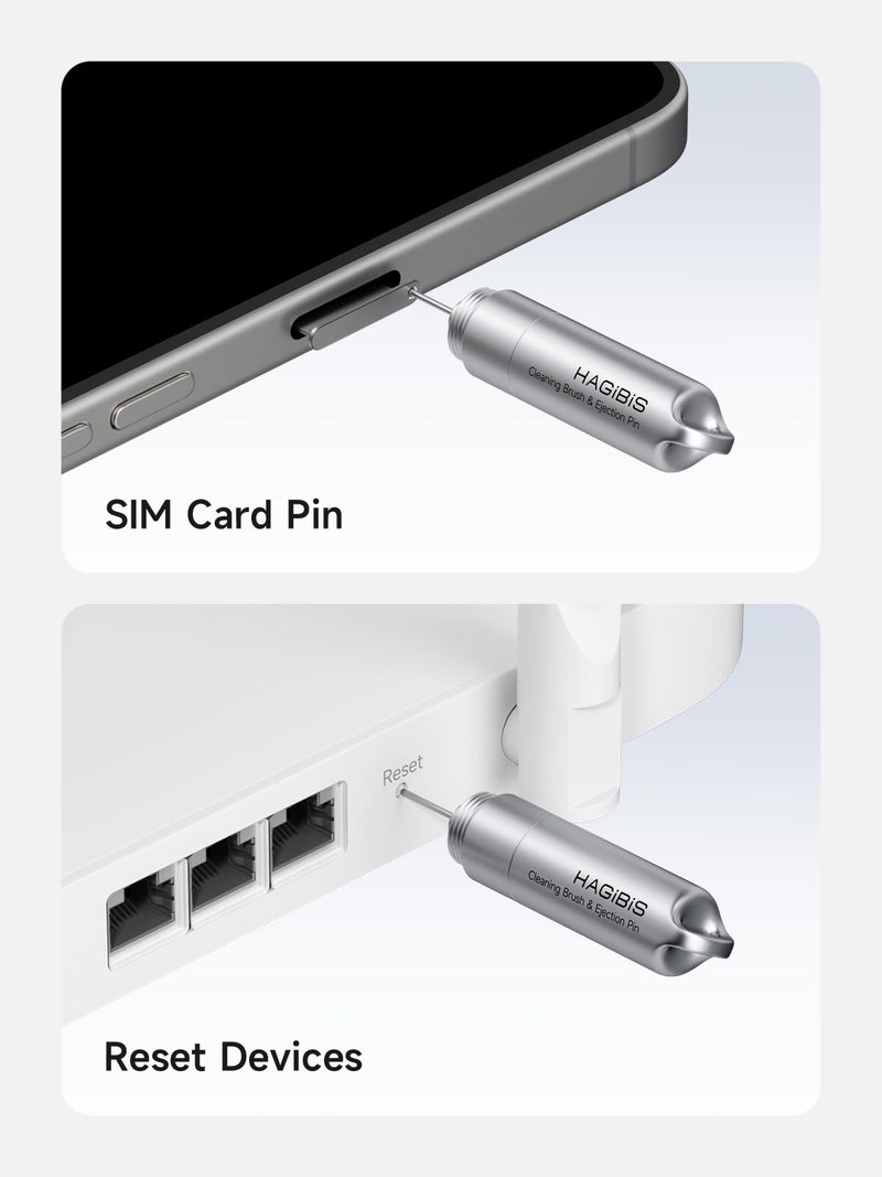 Hagibis SIM Card Tray Removal Tool with Cleaning Brush, 2 in 1 EDC Portable Keychain Eject Pins Reset Needle Opener Cleaning Pen for iPhone Airpods Pro - Image 5