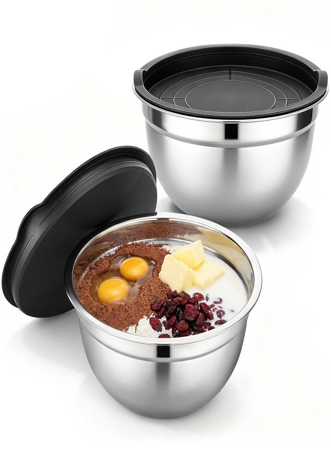 Beasea Mixing Bowls with Lids Set, 2 Pack 2 QT Stackable Stainless Steel Mixing Bowls with Airtight Lids, Kitchen Nesting Metal Bowl for Baking, Meal Prep, Salad, Food Storage - Image 1