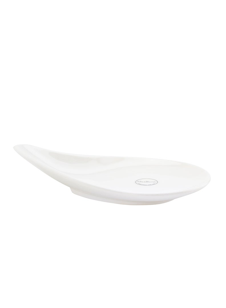 Shallow Porcelain Ceramic Serving Bowl - 9x4.3cm, White - Image 1