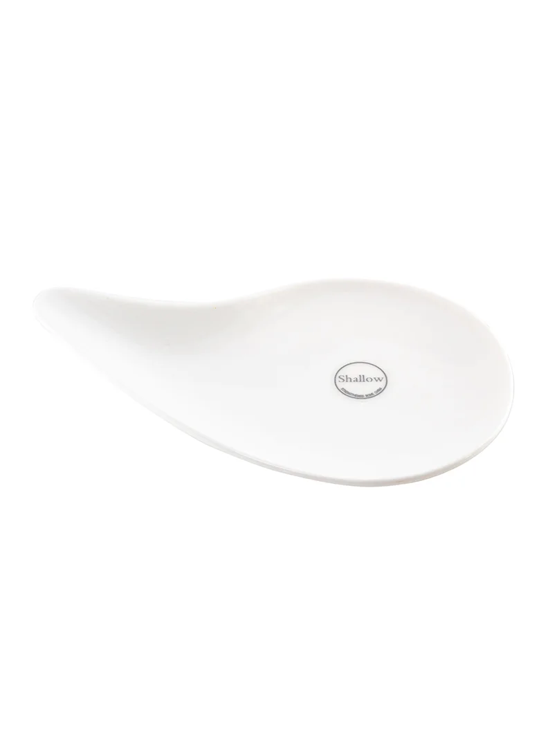 شالو Shallow Porcelain Ceramic Serving Bowl - 9x4.3cm, White
