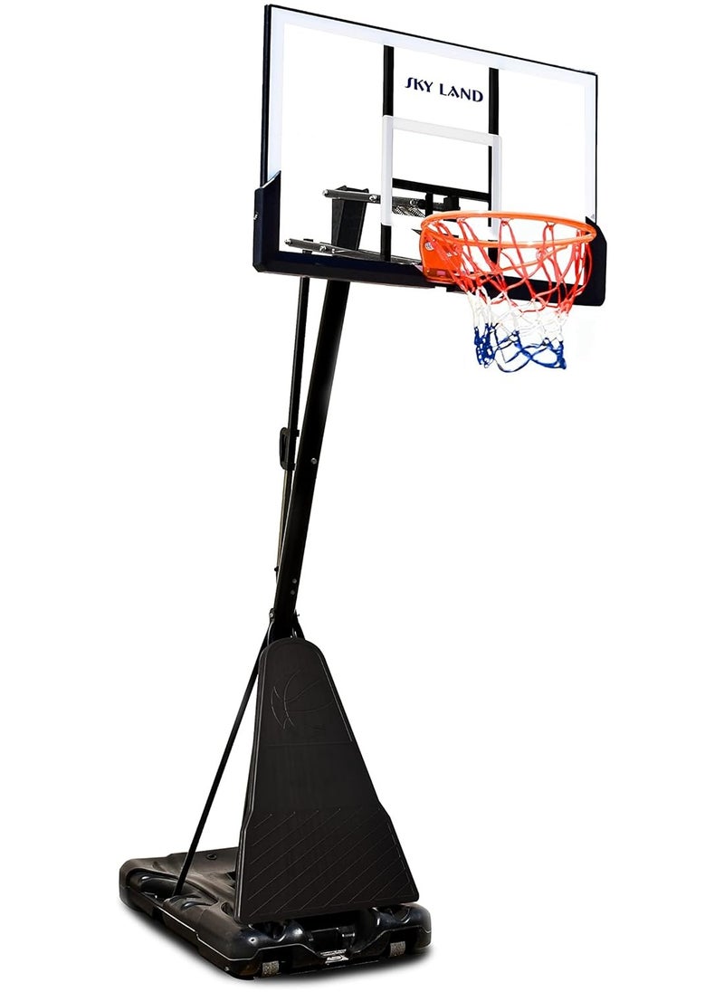 Sky Land Basketball Hoop Sports Pro Size for Adults with Wheels| Adjustable Height 8-10 ft | 50" Shatterproof Acrylic Backboard| Portable Shooting Hoop Basketball System for Indoor/Outdoor  - Image 1