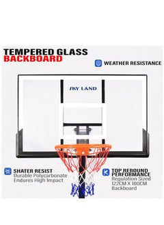 Sky Land Basketball Hoop Sports Pro Size for Adults with Wheels| Adjustable Height 8-10 ft | 50" Shatterproof Acrylic Backboard| Portable Shooting Hoop Basketball System for Indoor/Outdoor  - Image 3