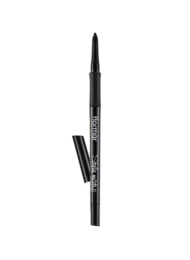 flormar Stylematic Eyeliner – S02 New Black – Twist-Up Waterproof Eye Pencil, High-Pigment Color, Smudge-Resistant, Quick-Setting, Long-Lasting Definition 02 New Black - Image 1
