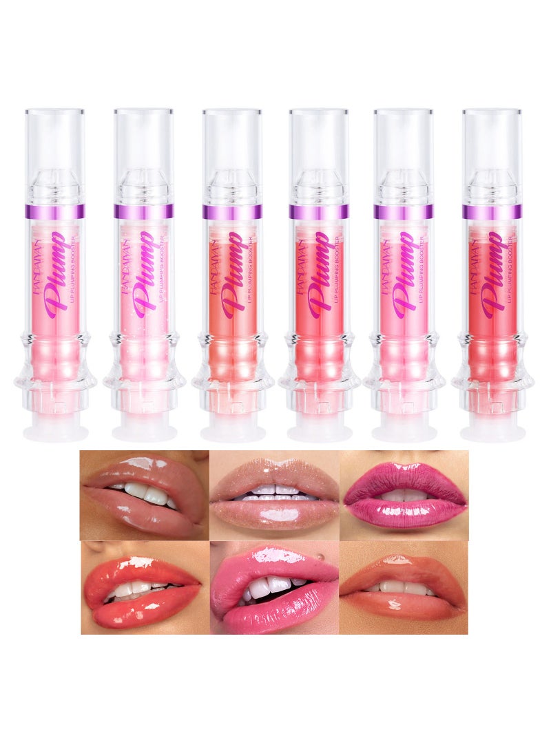 Handaiyan Lip Gloss 6 Pcs Lips Plumper Hyaluronic Acid Moisturizing Light High Shine Non Sticky Soften And Condition Crushed Diamonds Nude Stain Oil Glaze Glitter Lifter Glosses Tubes Balm Lips Treatment - Image 1
