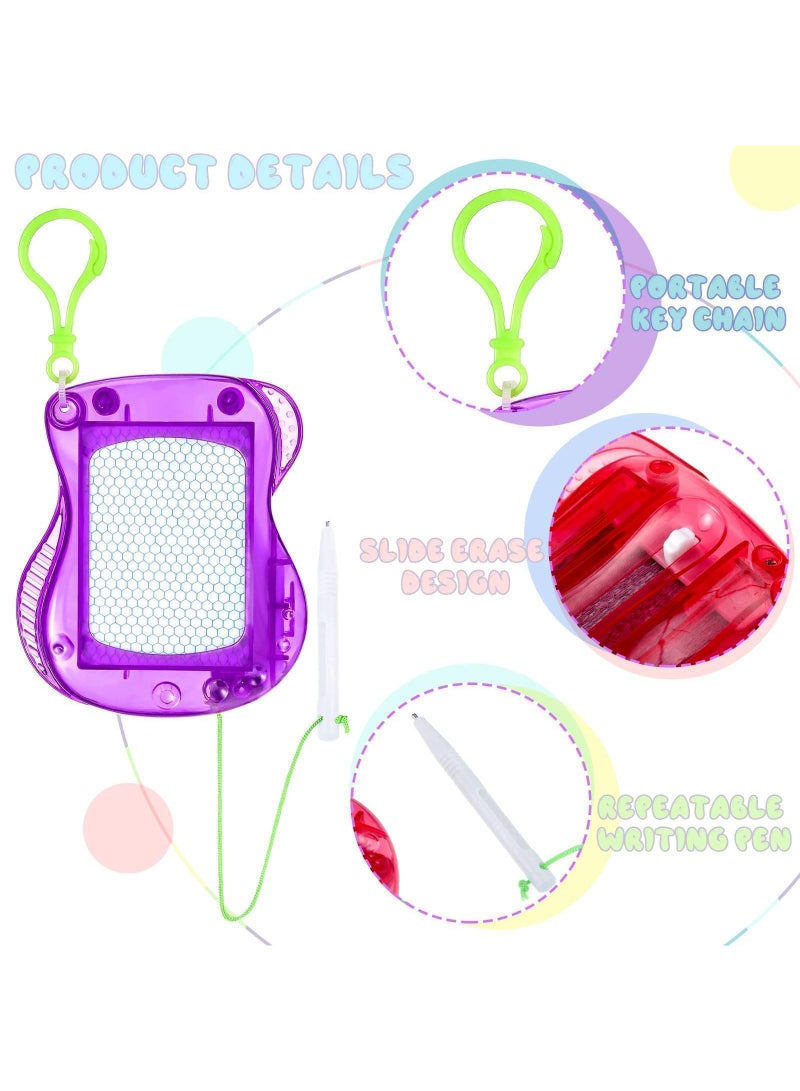 Sweet seven 8 Pcs Mini Magnetic Drawing Boards Doodle Boards Backpack Keychain Clip Drawing Boards Erasable Sketch Pad for Kids Art Supplies Party Favors Goodie Bag Filler (Red Purple)  - Image 4