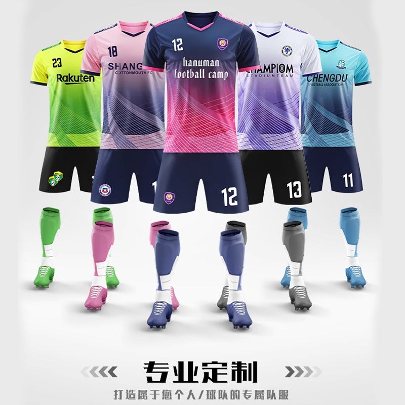 Printing Printing Printing Sweat-Wicking Breathable Moisture-Absorbing Quick-Drying Jersey Suit Men'S And Women'S Short-Sleeved Training Clothing Adult Children'S Football Clothing - Image 2