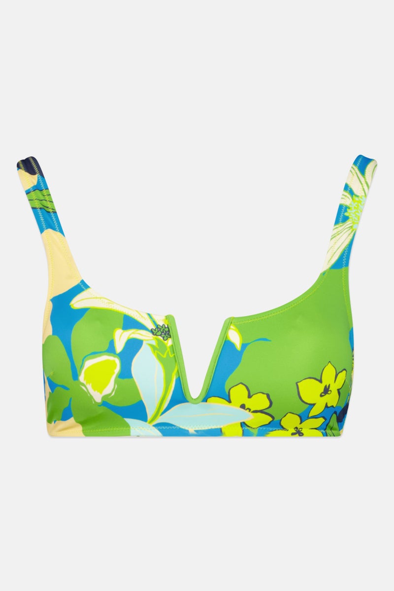 Women Lightly Padded Floral Print Bikini Top, Multicolor