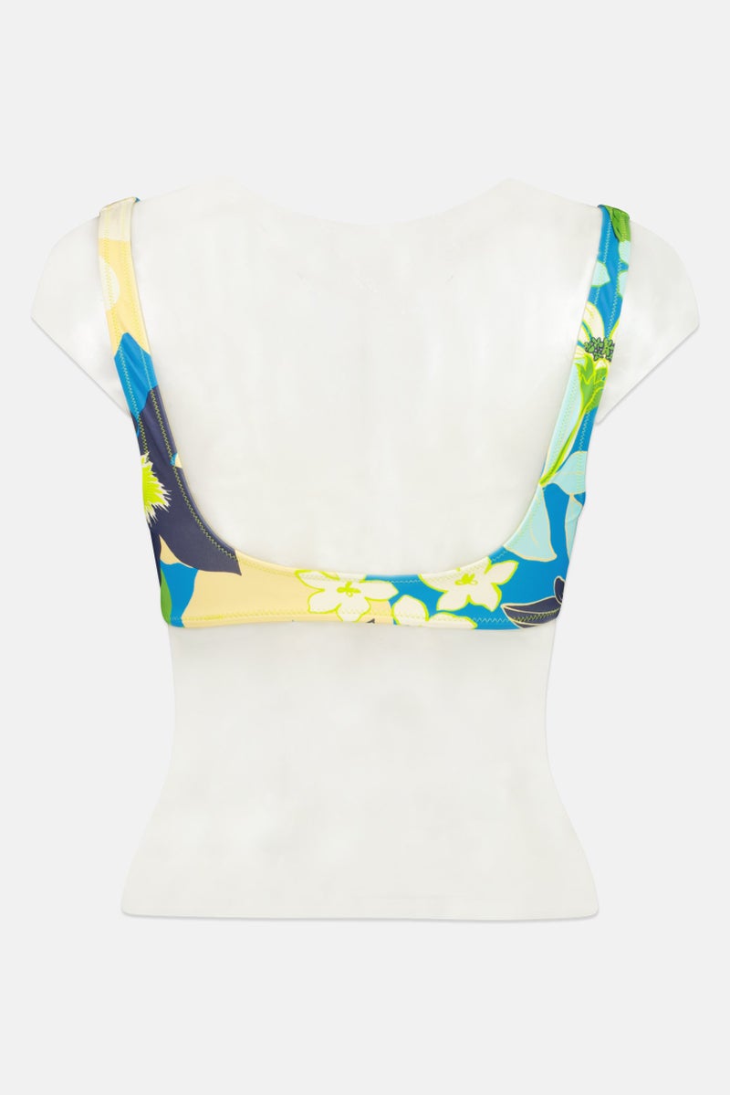 Women Lightly Padded Floral Print Bikini Top, Multicolor