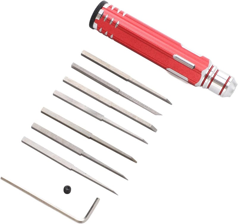 Model Scriber Tungsten Steel Carving Tool with 7 Blades 0.1 to 2.0mm, Aluminum Alloy Handle - Precise Scribing, Anti Slip Design, Ideal for Models and Crafts - Image 3