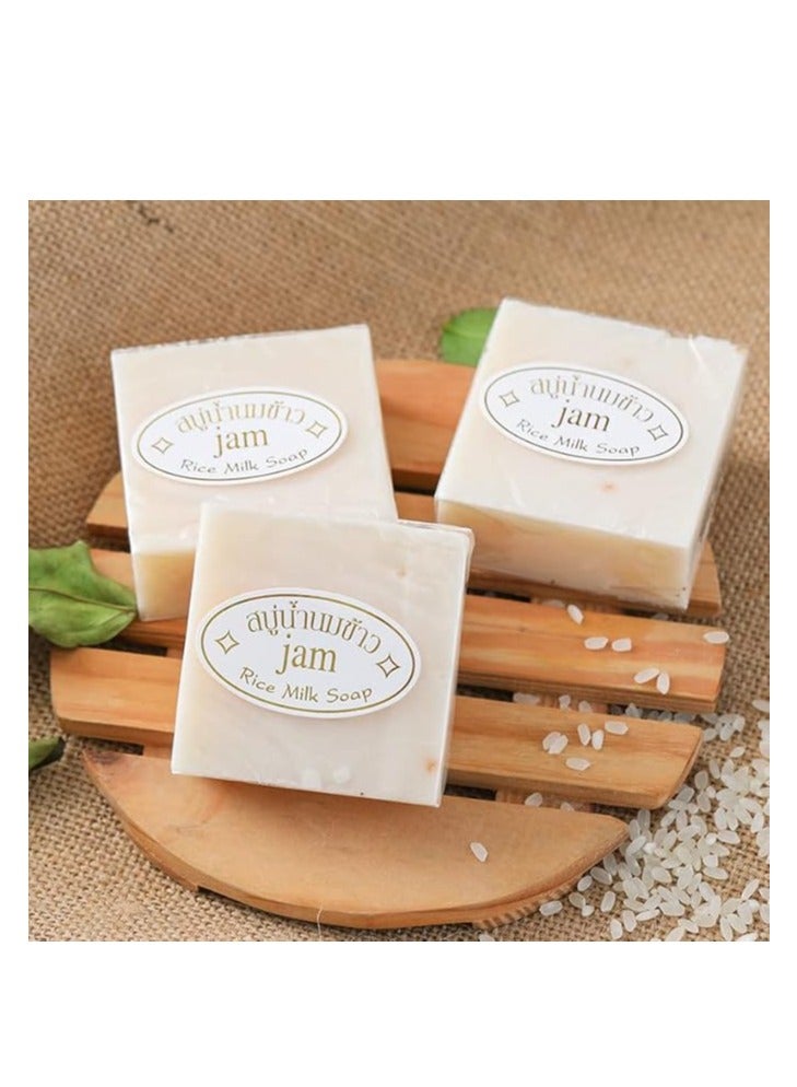 JAM Thai Rice Soap 65g Original Thai Handmade Soap Rice Milk Soap Whitening Soap Goat Milk Soap Handmade Soap - Image 4
