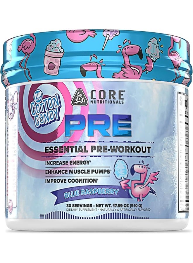 كور نيوتريشنالز إسينشال بري قبل التمرين من Core Nutritionals بنكهة بلو راسبيري فان سويتس – لدعم الطاقة والتركيز والأداء الرياضي - Image 1