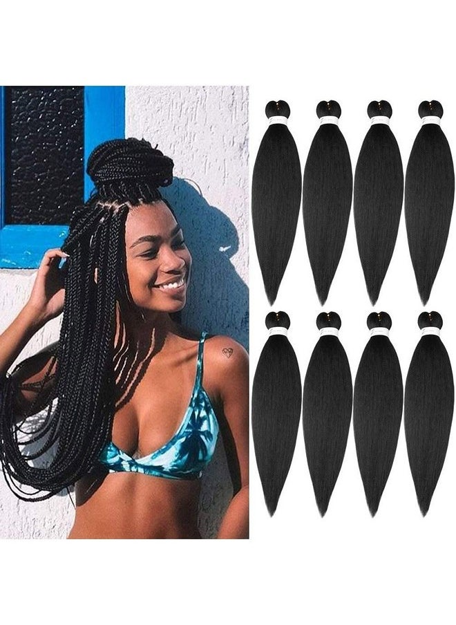 ShowCoco - Pre Stretched Braiding Hair Natural Black - 20''8 Packs Braid Crochet Hair Hot Water Setting Professional Soft Yaki Texture (20inch,#1B) - Image 1