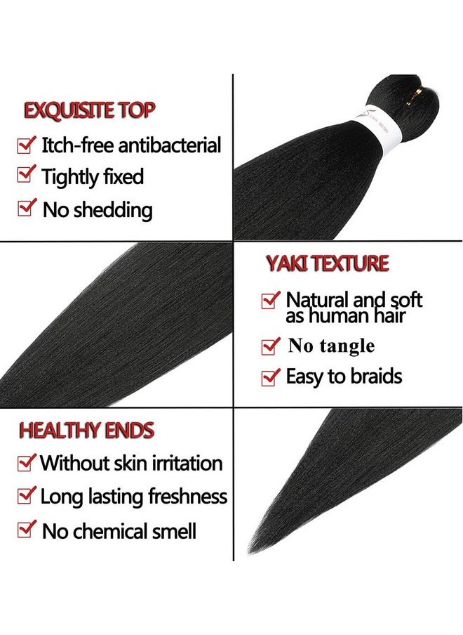 ShowCoco - Pre Stretched Braiding Hair Natural Black - 20''8 Packs Braid Crochet Hair Hot Water Setting Professional Soft Yaki Texture (20inch,#1B) - Image 1