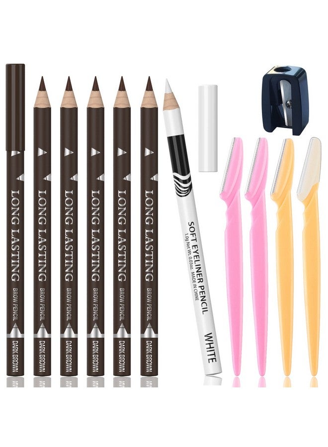 Kaiqikaixi 6Pcs Dark Brown Eyebrow Pencil Eyeliner Set Waterproof Eye Brow Pencil Easy To Coloromen Women Professional Eyebrow Pencil Smudge Proof Long Lasting Makeup Eye Liners - Image 1