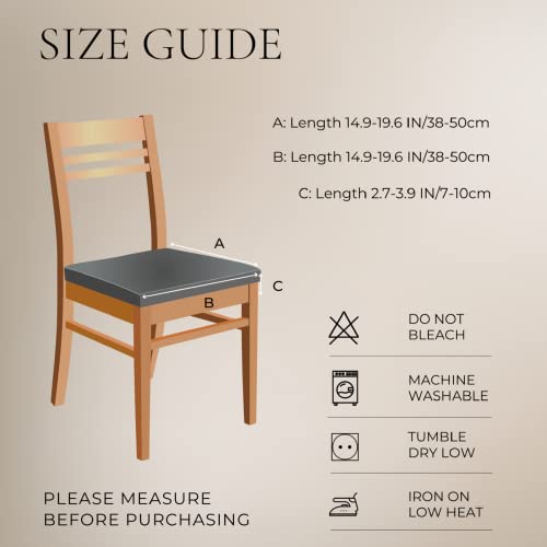 SearchI Stretch Dining Chair Seat Covers Set of 4, Soft Removable Washable Seat Covers for Dining Chairs, Dining Room Seat Cover Slipcover Protector (Rear-Covered, Beige Flower) - Image 4