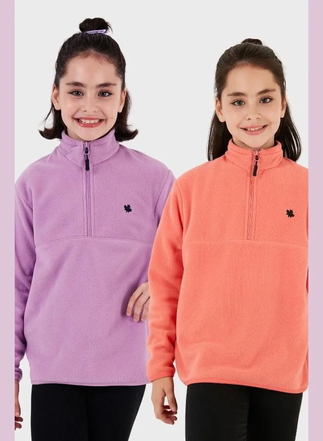 ليلا ليلا سويت شيرت قطعتين بياقة واقف بسحاب ناعم للأطفال