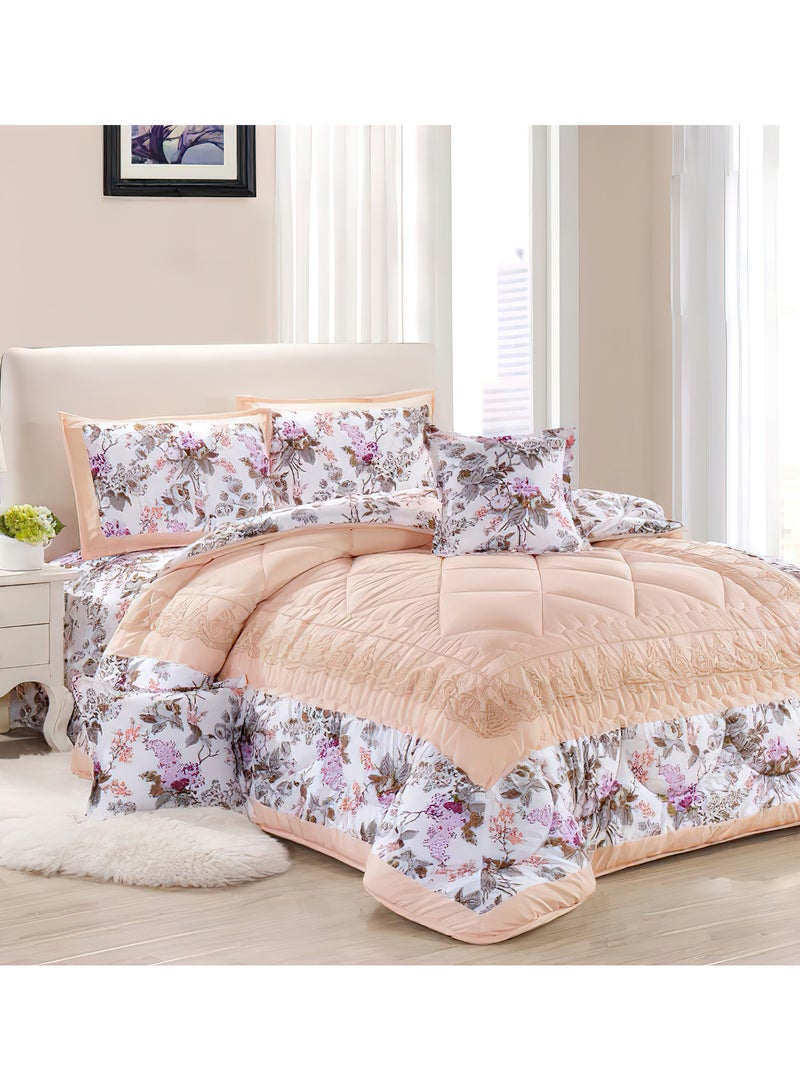 Moon 4 Pieces Single Size 160x210Cm Comforter Set Medium Filling Bedding Set for All Season Includes 1Comforter 1Bedsheet 1Pillow Shams and 1Cushion cases - Image 1