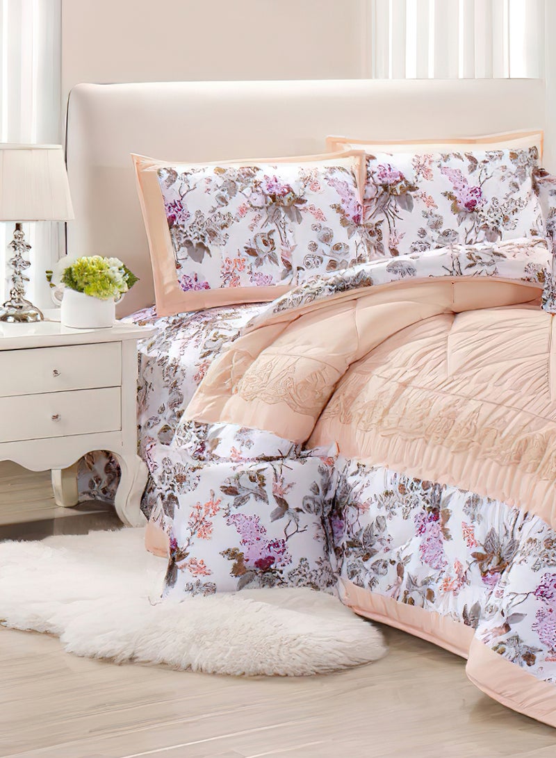 Moon 4 Pieces Single Size 160x210Cm Comforter Set Medium Filling Bedding Set for All Season Includes 1Comforter 1Bedsheet 1Pillow Shams and 1Cushion cases - Image 2