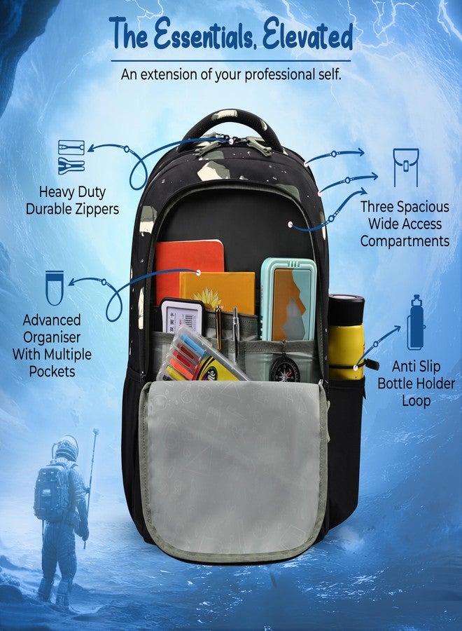 Gear Lost In Space 17"/30L Large Water Resistant School Bag | Casual Backpack | Daypack | Travel Backpack | Kids Bag for Boys/Girls (Black - Black) - Image 4