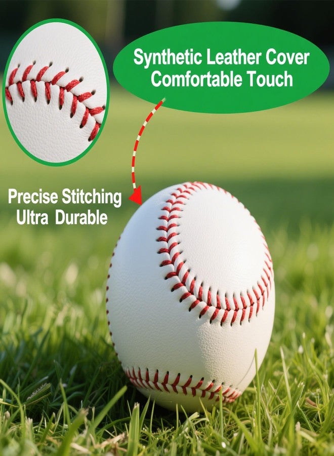 Rarapop Standard Size Baseballs, 9 Inch Official Game Adult Baseball Balls, Blank Leather Covered Practice Training Ball for League Play, Pitching, Hitting, Batting, Fielding, Autograph(6 Pack) - Image 3