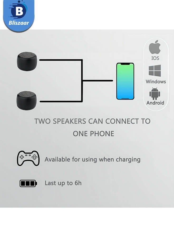 Bliszaar Best Mini Portable Bluetooth Speaker with HD Sound & Bass, Smallest Wireless Bluetooth Speakers for Phone/PC/Tablet, Photo Selfie Button Answer Phone Calls, Cute Tiny Speaker, Black - Image 3