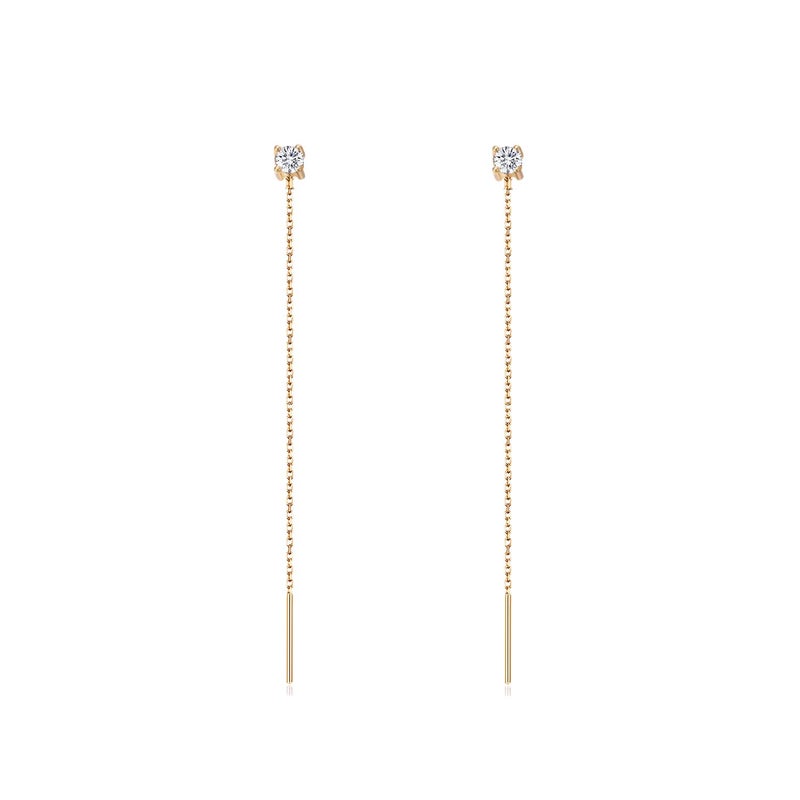 S.Leaf Cz Threader Earrings Sterling Silver Thread Earrings for Women 6cm - Image 1