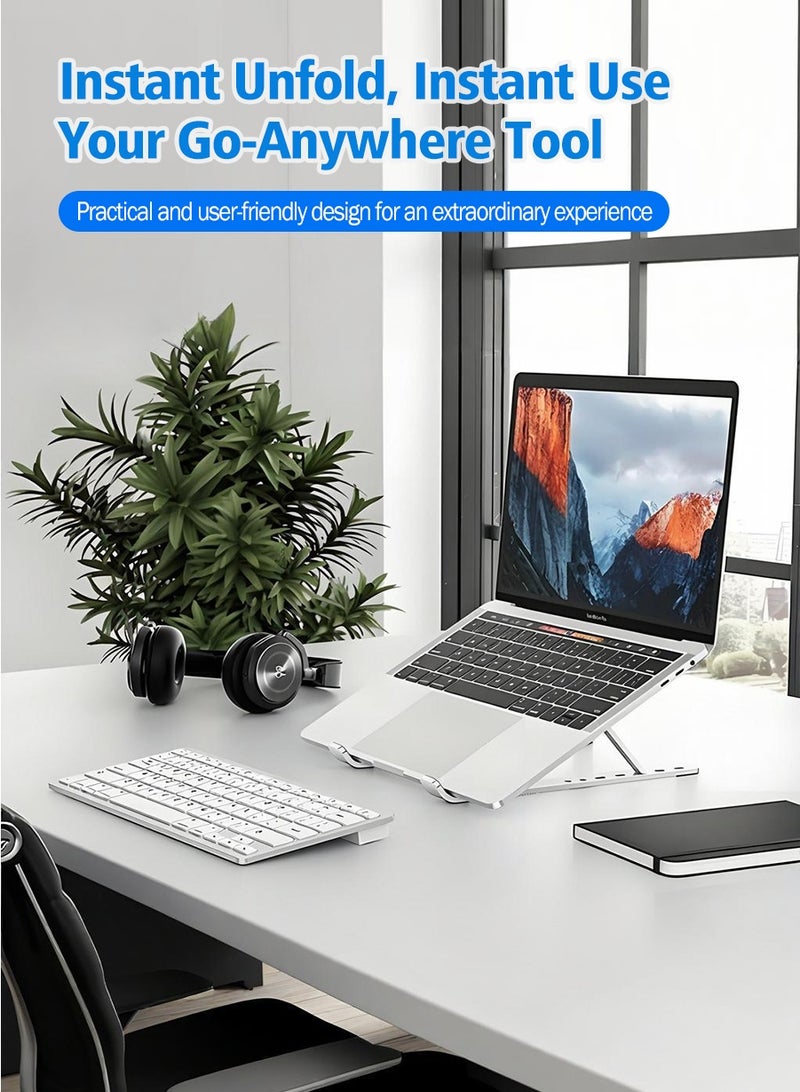 BEIRUI Computer Stand, Metal + Silicone Material Stand, 7 Height Adjustable, Ergonomic Portable Aluminum Laptop Stand, Foldable Non-Slip Laptop Stand, Compatible with 9-15.6 inch Laptops - Image 2