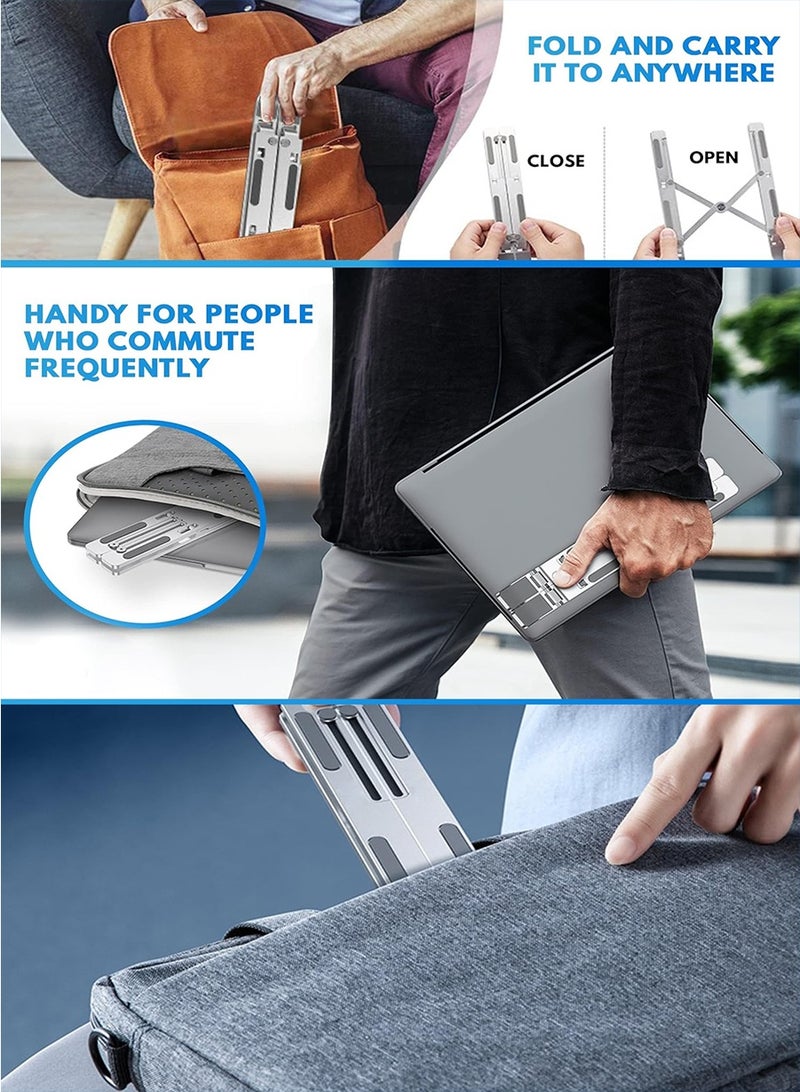 BEIRUI Computer Stand, Metal + Silicone Material Stand, 7 Height Adjustable, Ergonomic Portable Aluminum Laptop Stand, Foldable Non-Slip Laptop Stand, Compatible with 9-15.6 inch Laptops - Image 5