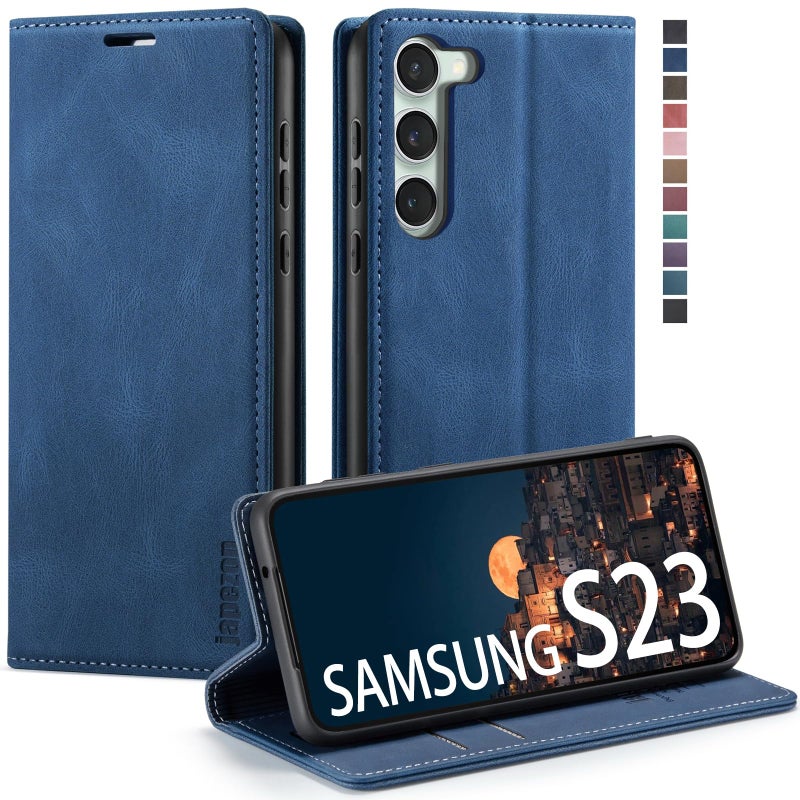 japezop Samsung Galaxy S23 5G Wallet Case with RFID Blocking Card Holder Kickstand MagneticLeather Flip Case Wallet for Samsung Galaxy S23 5G 61 InchBlue - Image 3